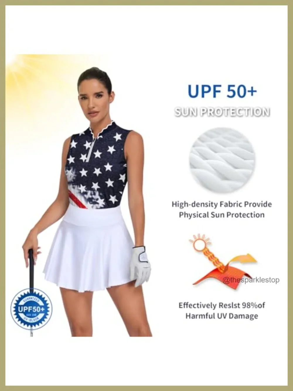 Sleeveless Golf Polo Shirt UPF 50+ Quick Dry Zip Up Athletic Tank